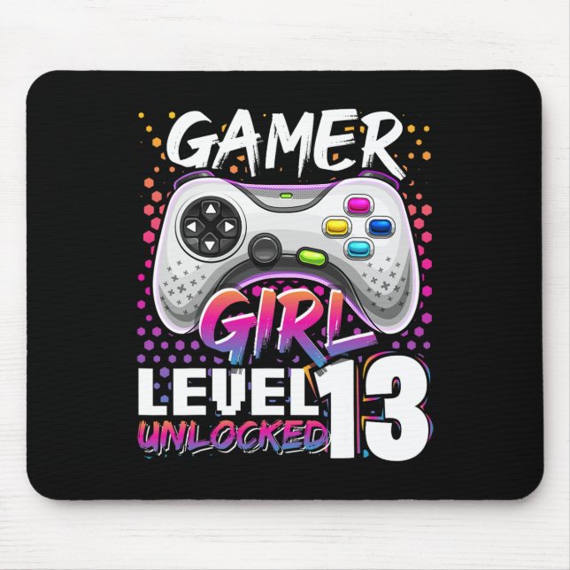 Mousepad Gamer Girl Level 13 Unlocked Video Game 13 Birth (Frente)