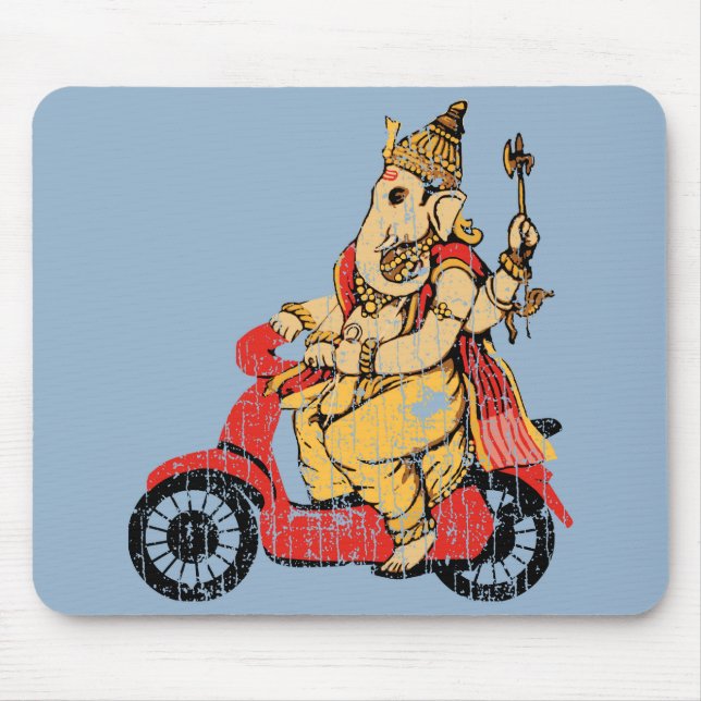 Mousepad Ganesha que monta um patinete (Frente)