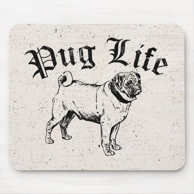 Mousepad Gângster engraçado do cão da vida do Pug (Frente)
