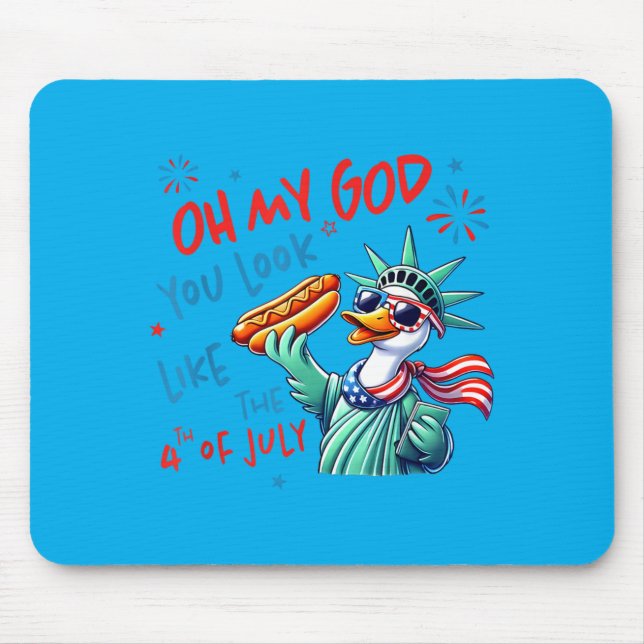 Mousepad Ganso Americano Fofo Deus Se Parece Com 4 De Julho (Frente)