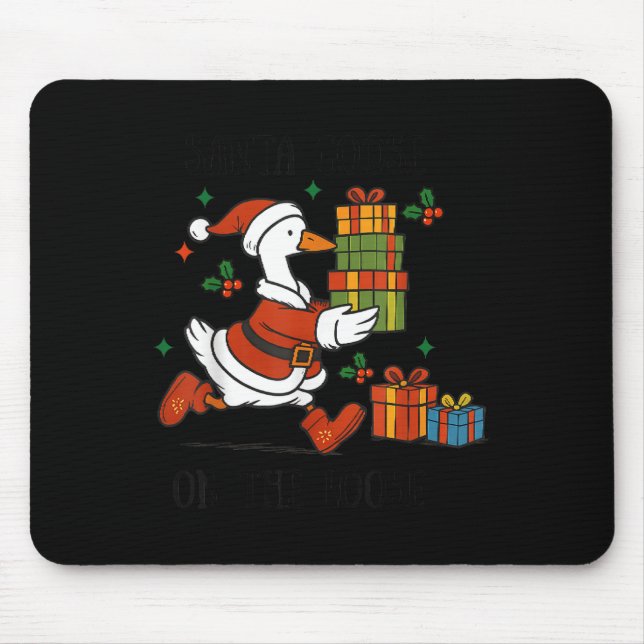 Mousepad Ganso do Papai Noel à Solta Feliz Natal dos Gansos (Frente)