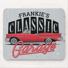 Mousepad Garagem Clássica do Carro Faux Neon 1950
