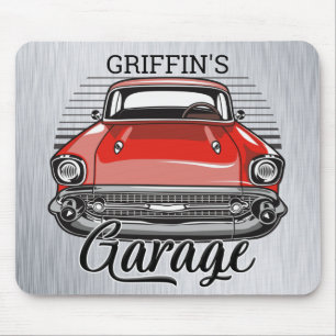 Mousepad Garagem de Carro Clássico Retroativo do NOME Pers
