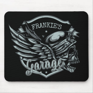 Mousepad Garagem de motocicleta de Biker Skull Wings