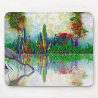 Mousepad garça-real azul em meu jardim mexicano