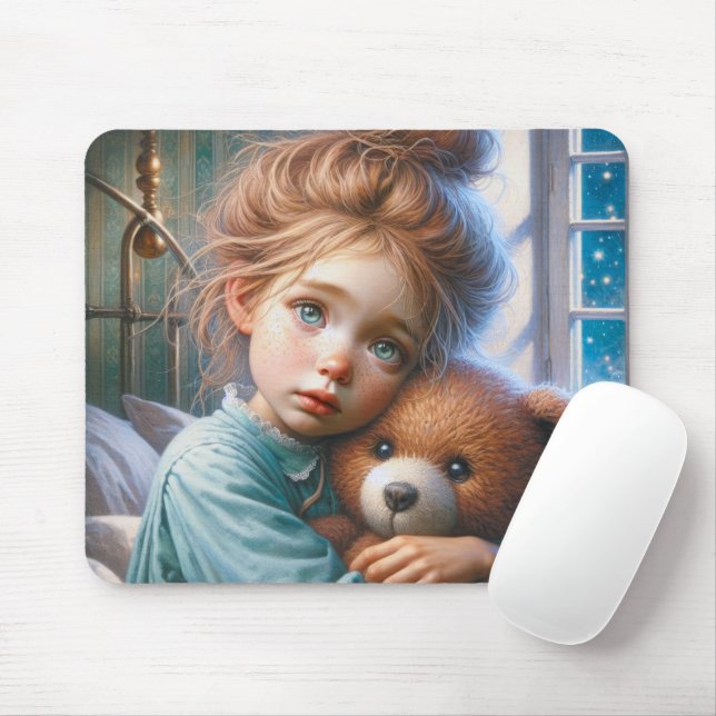 Mousepad Garota Abrindo Urso de Teddy (Com mouse)