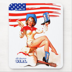 Mousepad Garota Americana. Mouses pads Pin-up Design
