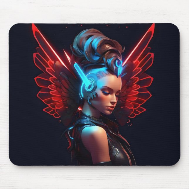 Mousepad Garota Anjo Cyberpunk (Frente)