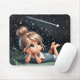 Mousepad Garota assistindo uma estrela fotografando