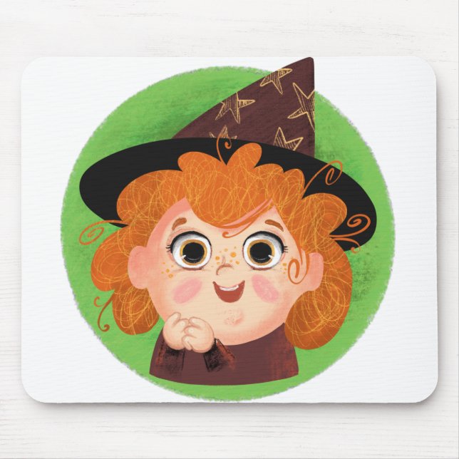 Mousepad Garota bonita numa fantasia de bruxa (Frente)