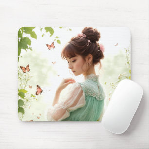 Mousepad Garota bonito no Jardim de Verão