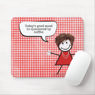 Mousepad Garota com café em Gingham