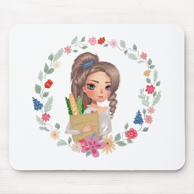 Mousepad garota com mercearia (Frente)