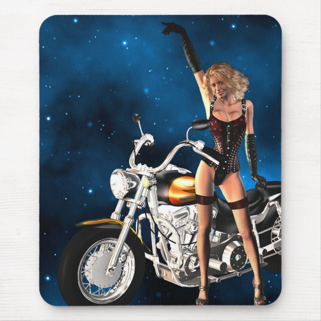 Mousepad Garota com moto (Frente)