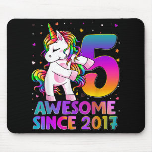 Mousepad Garota de Aniversário do 5 de Flautim Unicorn, 5 a