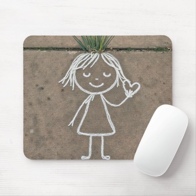 Mousepad Garota de Arte Chalk com Coração (Com mouse)