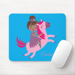 Mousepad Garota de Brunette Caçada no Unicórnio