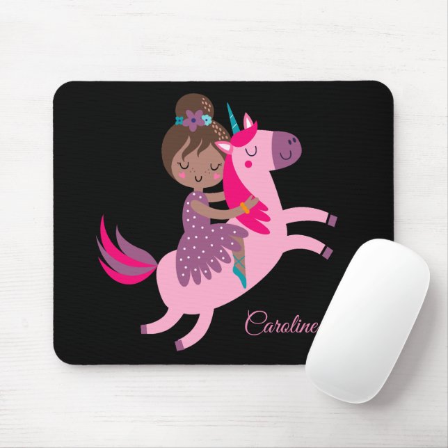 Mousepad Garota de Brunette Caçada no Unicórnio (Com mouse)