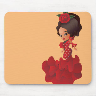 Mousepad Garota de desenho do Flamenco chibi kawaii