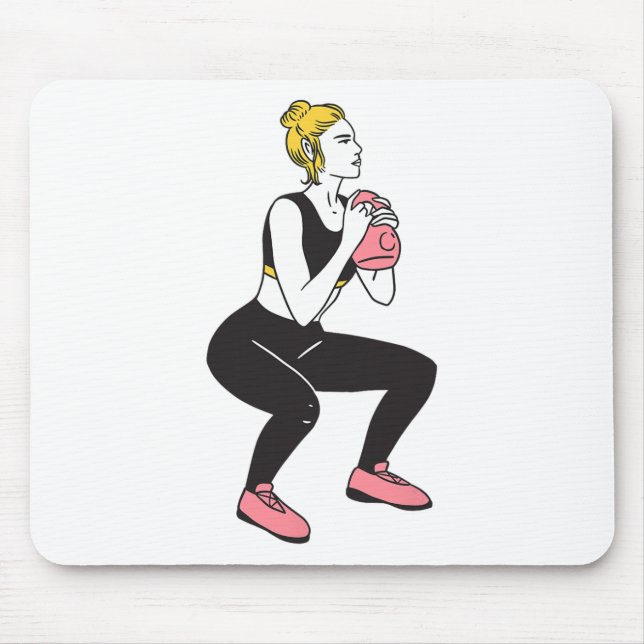 Mousepad Garota de Dia de Perna de Fisiculturista Kettlebel (Frente)