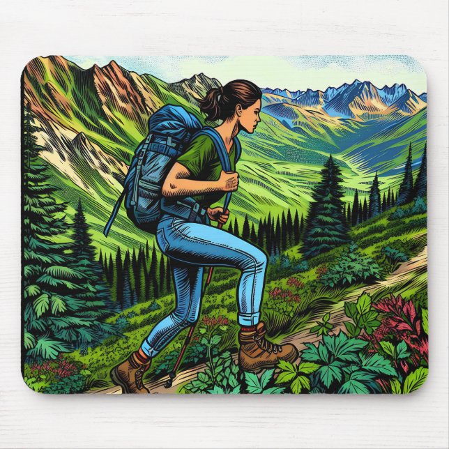 Mousepad Garota de Mochila Fazendo Trilha (Frente)