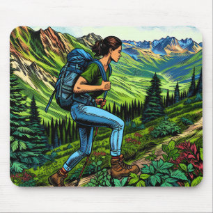 Mousepad Garota de Mochila Fazendo Trilha