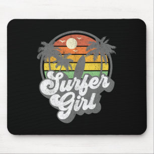 Mousepad Garota de Surf Praia Retro Anos 70 Surfing Vacati
