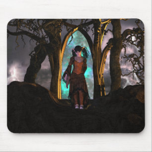 Mousepad Garota do Dia das Bruxas Cérebro e Bonita