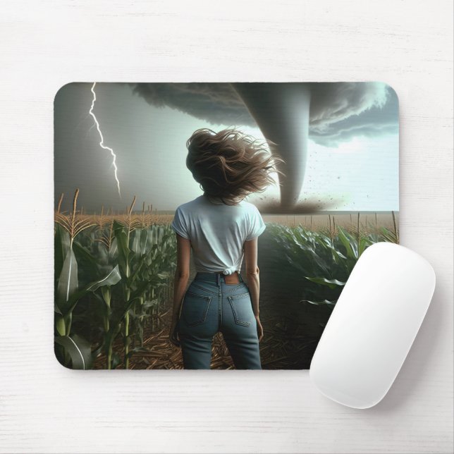 Mousepad Garota do Meio-Oeste assistindo um Tornado (Com mouse)
