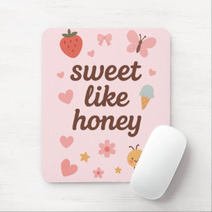 Mousepad Garota Doce Kawaii Rosa Abelha Estética – Design F