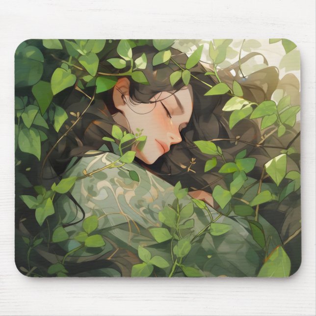 Mousepad Garota dormindo na floresta (Frente)