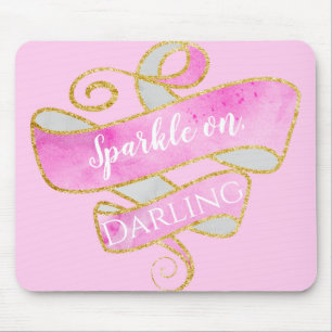 Mousepad Garota Dourada rosa brilhante pisca, Querido
