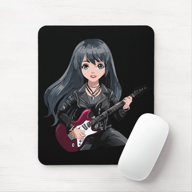 Mousepad Garota emo com cabelo preto comprido (Com mouse)