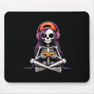 Mousepad Garota Esqueleto Gamer Fantasia Divertida de Hallo