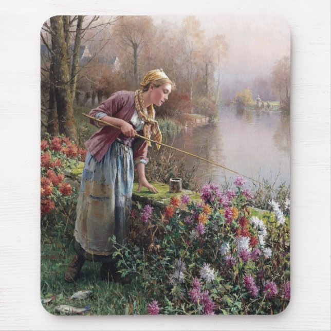 Mousepad Garota francesa pescando na Bretanha (Frente)