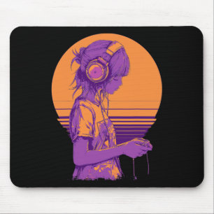 Mousepad Garota Gamer de Anime Retrô