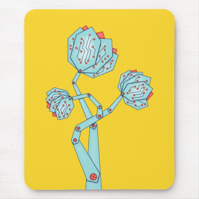 Mousepad Garota Geek Mecânica de Flores de Circuito (Frente)
