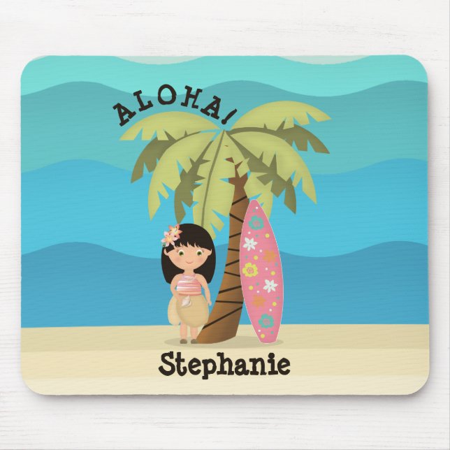 Mousepad Garota Havaiana de Surfe (Frente)