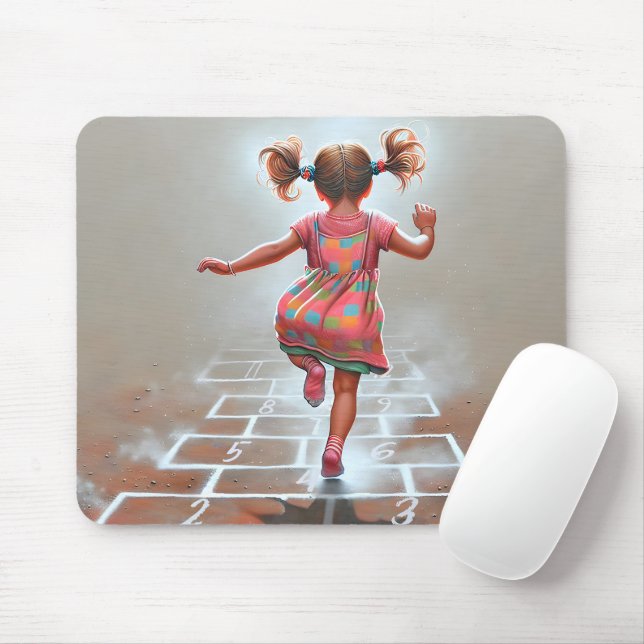 Mousepad Garota Jogando Hopscotch (Com mouse)