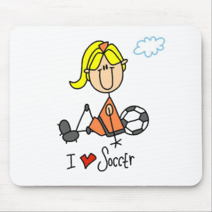 Mousepad Garota Loira Figura I Amo Presentes De Futebol