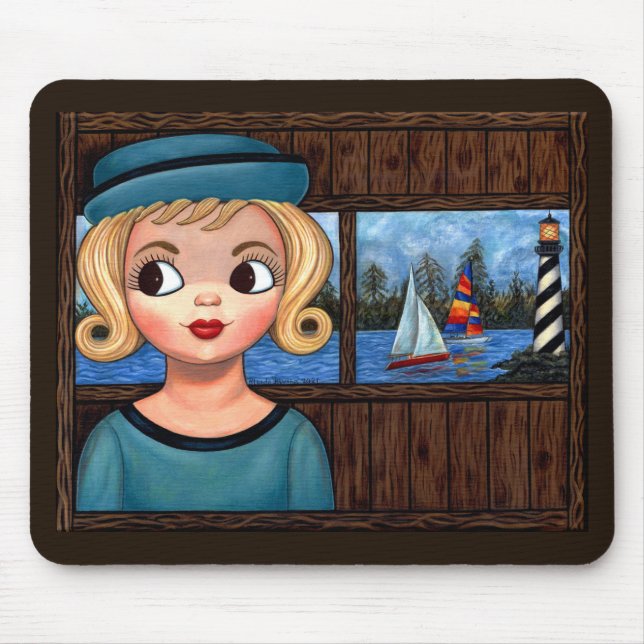 Mousepad Garota Marinheiro Cabeça Vase Farol de Farol (Frente)