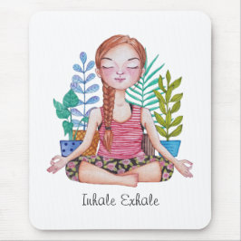 Mousepad Garota Meditante Com Plantas