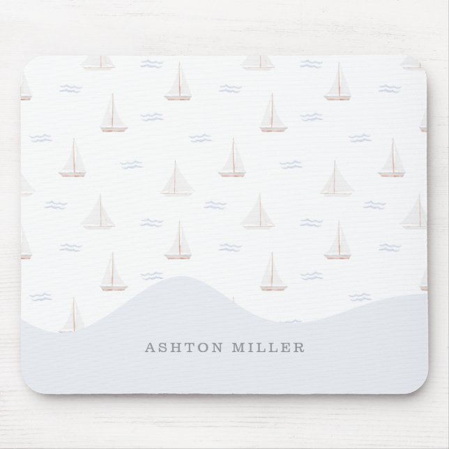 Mousepad Garota/menina do Watercolor Sailing Boats (Frente)