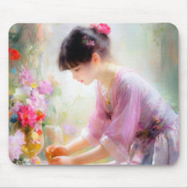 Mousepad Garota no Jardim Flor