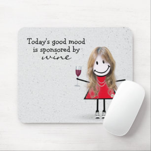 Mousepad Garota Palito Com Vinho e Tênis