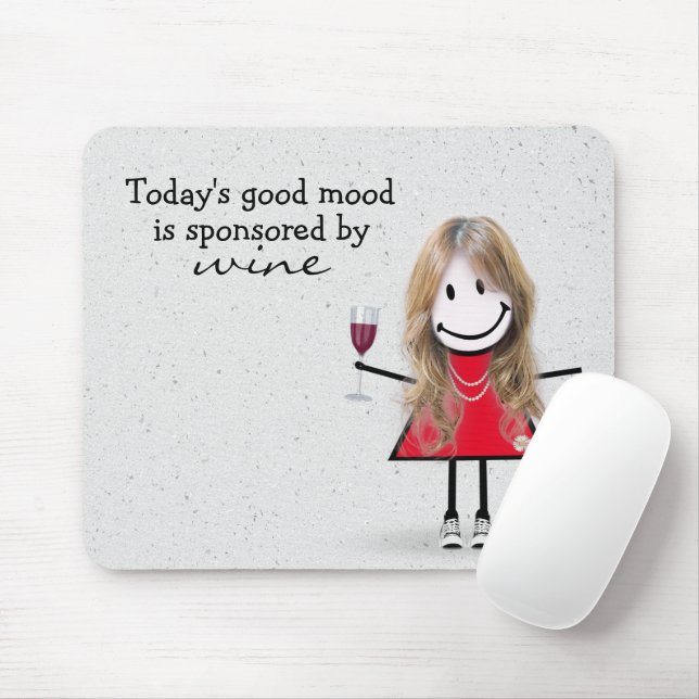 Mousepad Garota Palito Com Vinho e Tênis  (Com mouse)