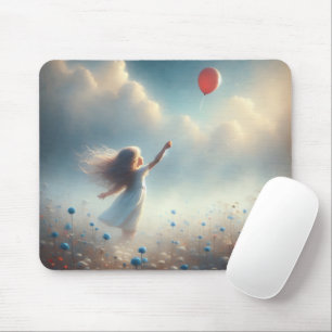 Mousepad Garota Pequena Com Balão Vermelho