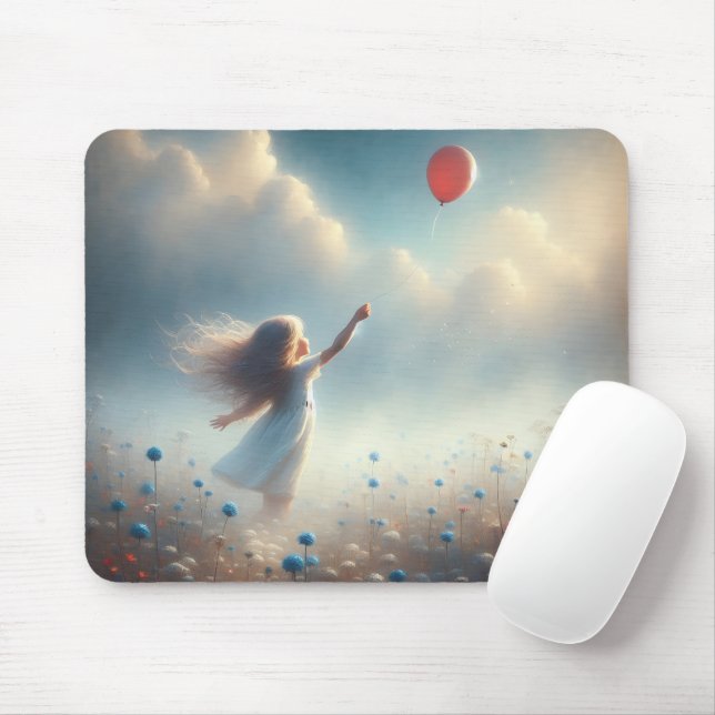 Mousepad Garota Pequena Com Balão Vermelho (Com mouse)