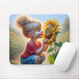 Mousepad Garota Pequena Com Girassol