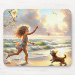 Mousepad Garota Pequena Com Moranho Em Uma Praia